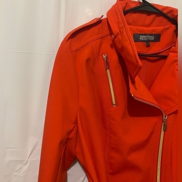 KENNETH COLE REACTION Red with gold zipper long sleeve jacket, size L - Picture 4 of 6